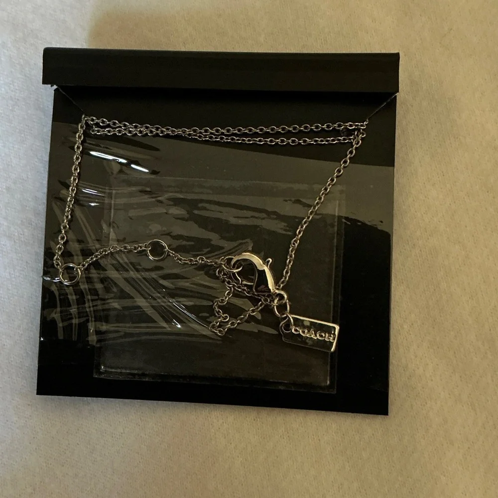 Coach Silver-Tone Necklace with Crystal 'C' Charm
